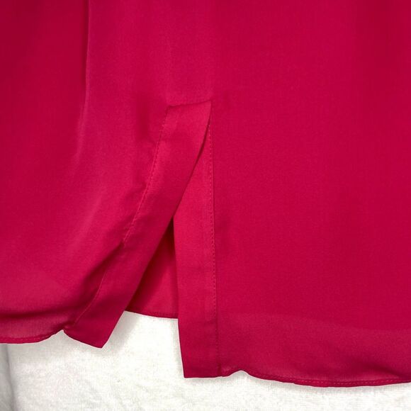NWT Zoa New York Long Sleeve V-neck Silk Blouse in Cherry - Size Small - Picture 6 of 7